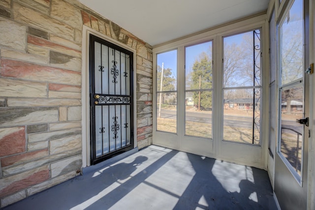 view of unfurnished sunroom