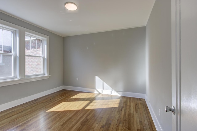 spare room featuring wood-type flooring