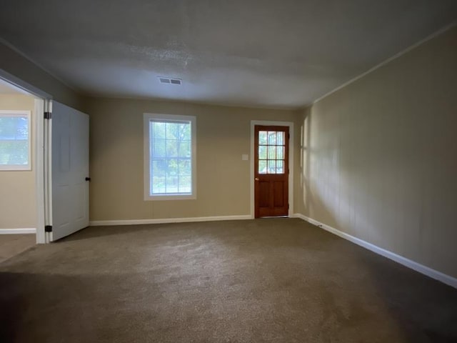 foyer with carpet