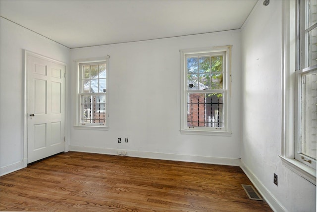 spare room featuring hardwood / wood-style floors and a wealth of natural light