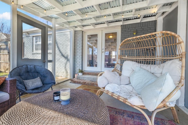 view of patio / terrace with french doors and a pergola