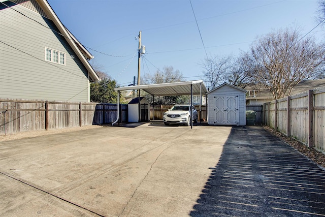 view of parking with a carport