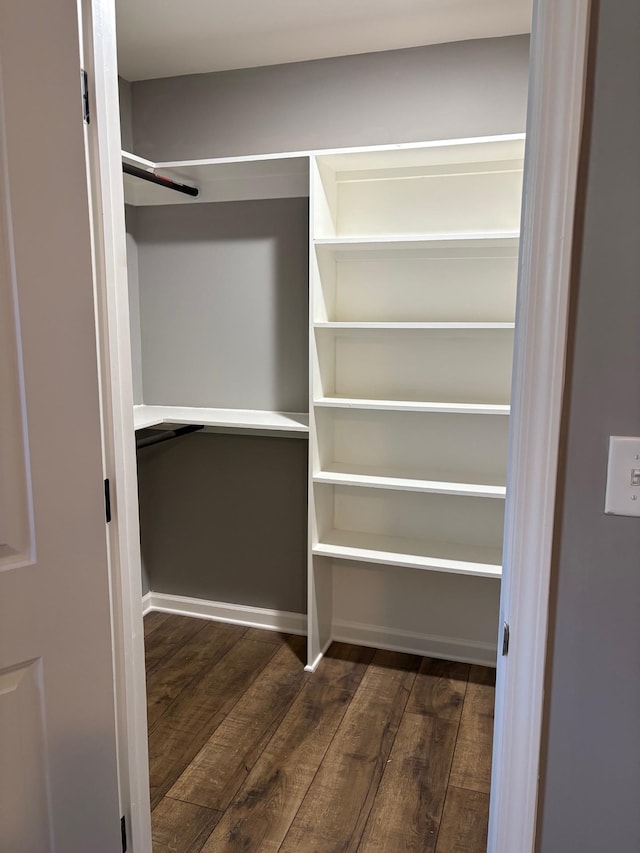 interior space with dark wood-type flooring