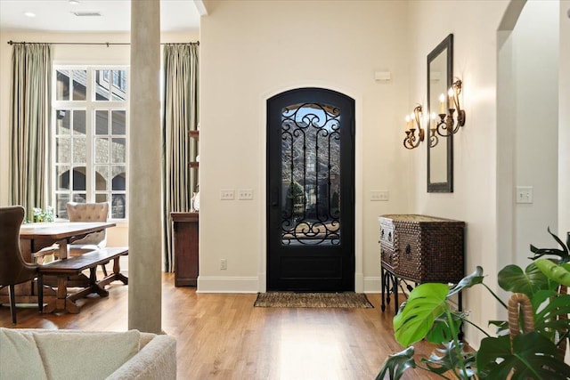 foyer featuring light hardwood / wood-style floors