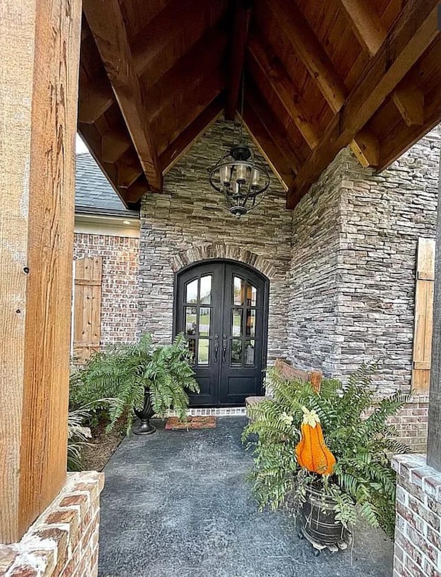 view of exterior entry with french doors