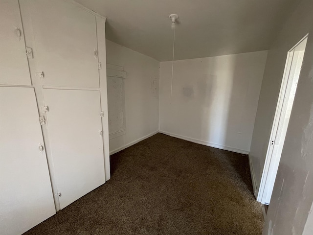 spacious closet with dark colored carpet