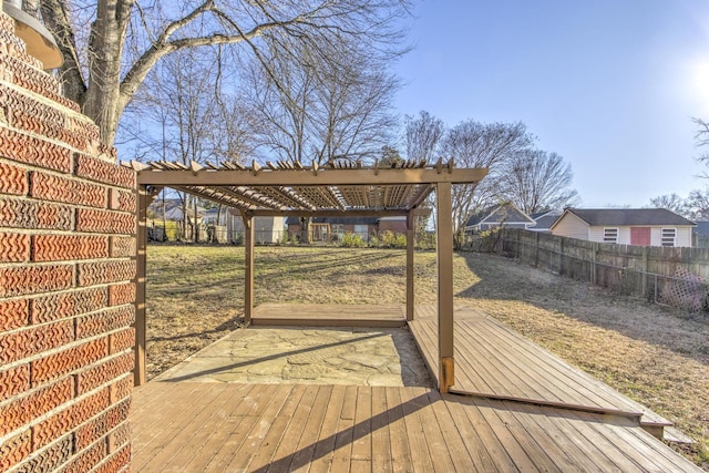 wooden terrace featuring a pergola