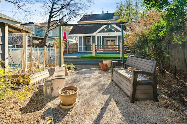 view of patio / terrace featuring an outbuilding