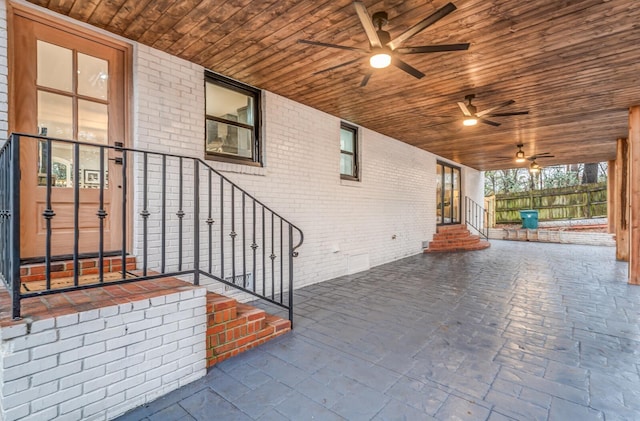 view of patio with ceiling fan