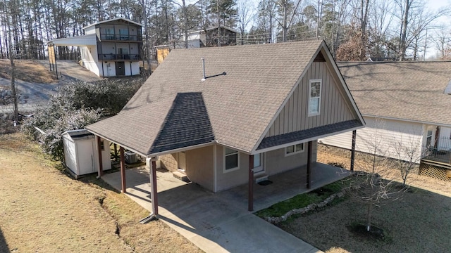 exterior space featuring a storage unit