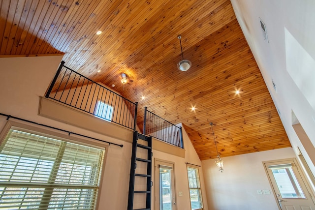 details featuring wood ceiling