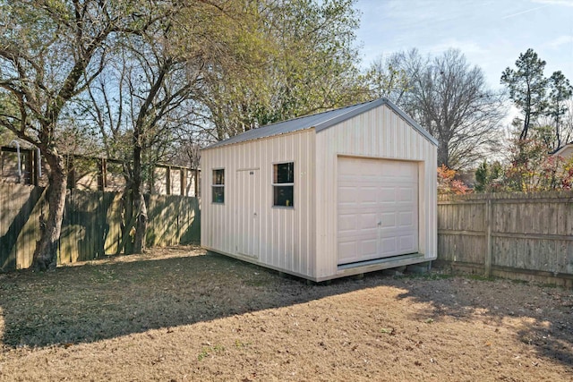 view of outbuilding featuring a garage