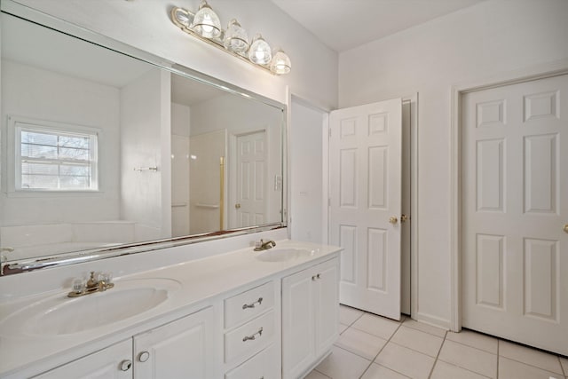 bathroom featuring vanity and tile patterned floors