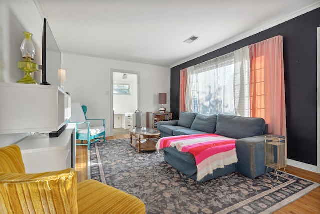 living room with hardwood / wood-style floors