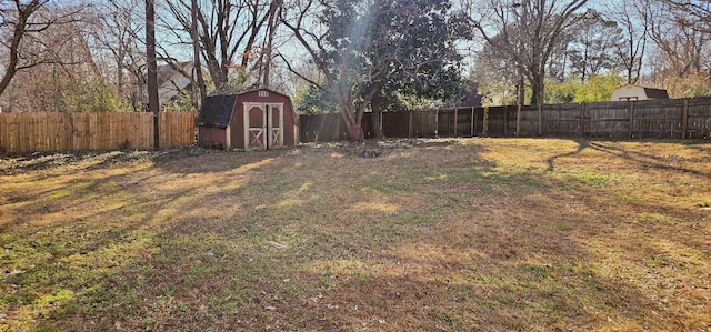 view of yard with a storage unit