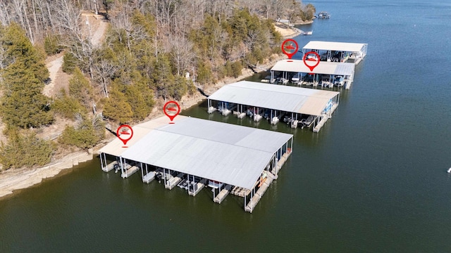 dock area featuring a water view