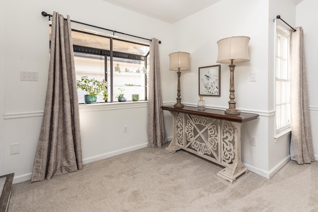 interior space featuring carpet flooring