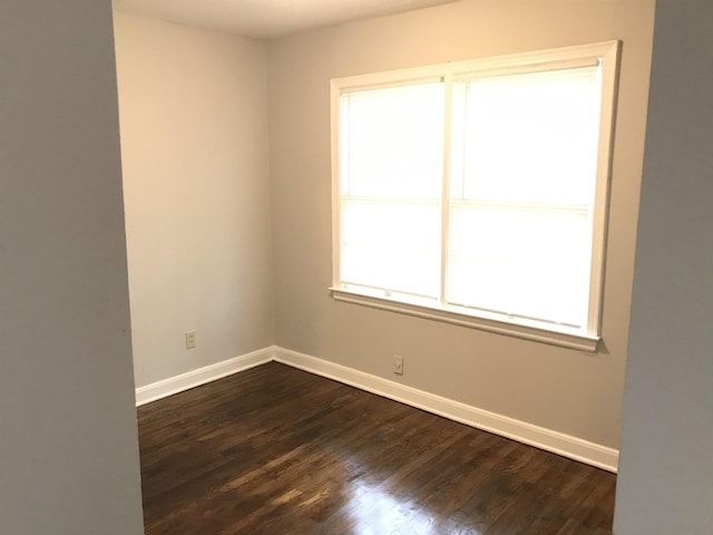 unfurnished room featuring dark wood-type flooring