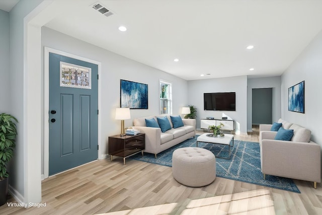 living room featuring light hardwood / wood-style flooring