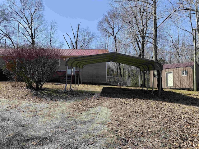 view of parking / parking lot featuring a carport