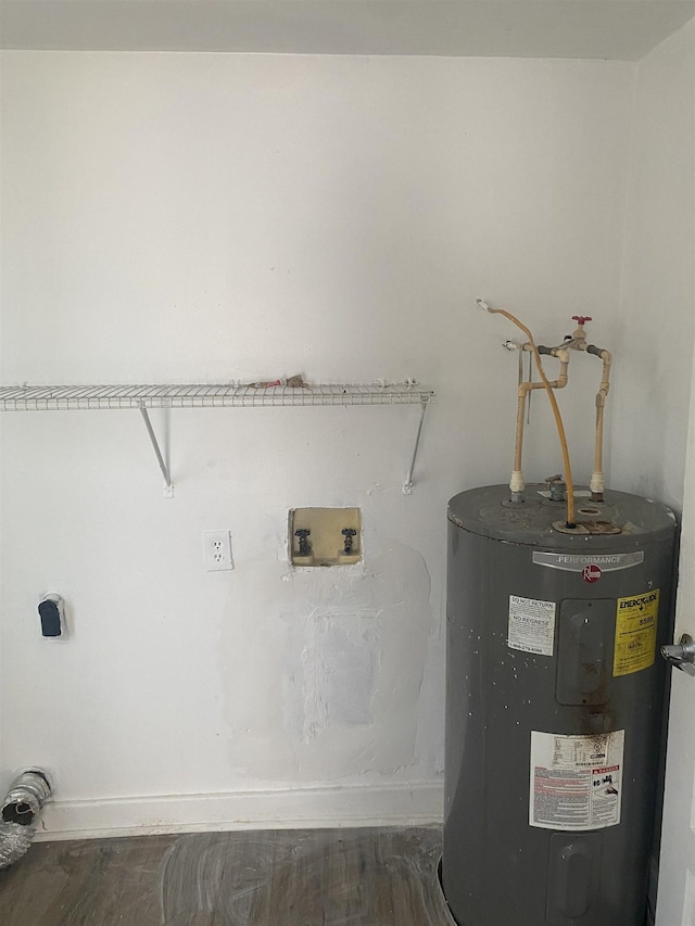 laundry area featuring washer hookup, hookup for an electric dryer, and water heater