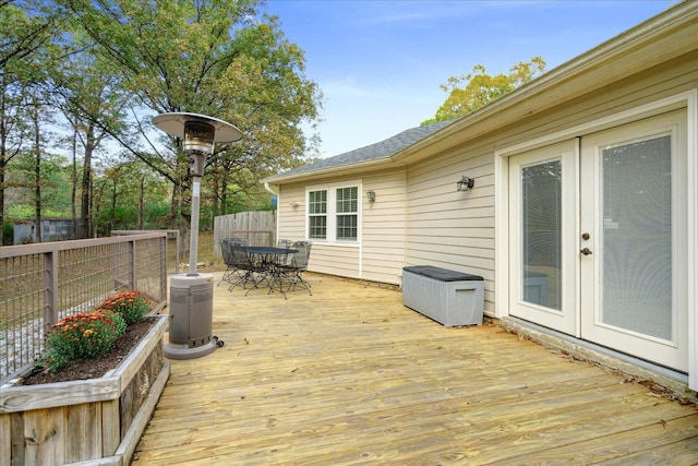 wooden deck with french doors