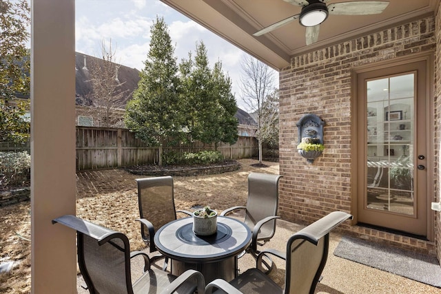 view of patio / terrace with ceiling fan