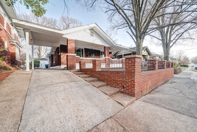 view of home's exterior with covered porch