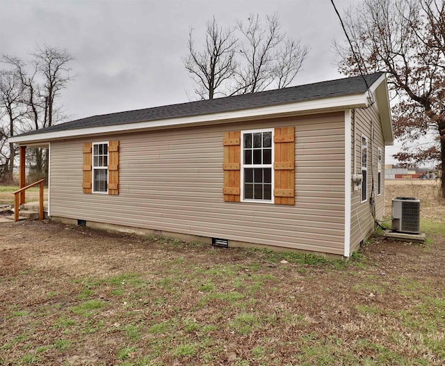 view of home's exterior featuring central AC