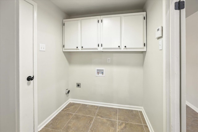 laundry room featuring cabinets, washer hookup, and hookup for an electric dryer