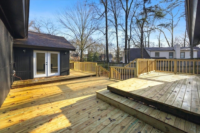 wooden terrace with french doors