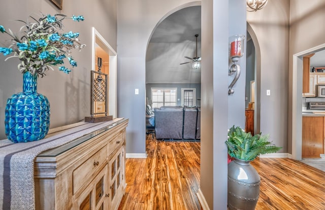 hall featuring light hardwood / wood-style floors