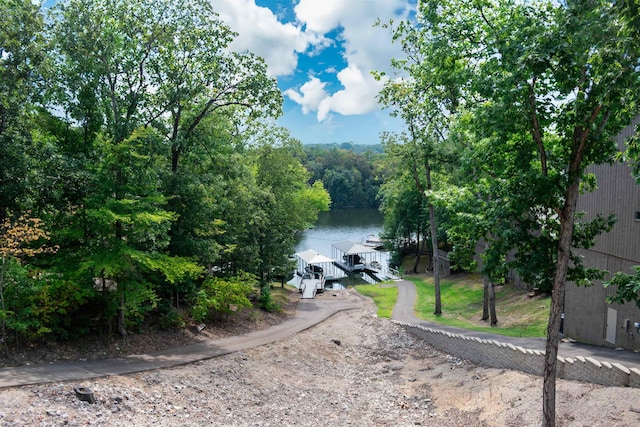 water view with a boat dock