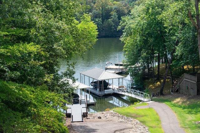 view of dock featuring a water view