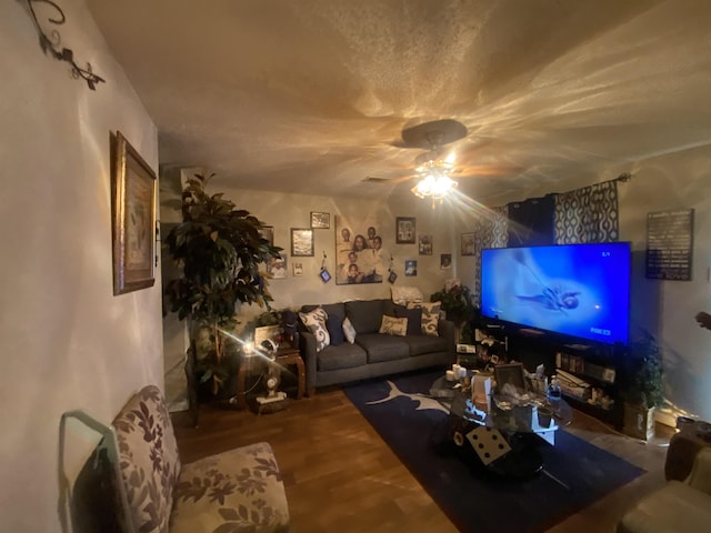 living room with hardwood / wood-style flooring