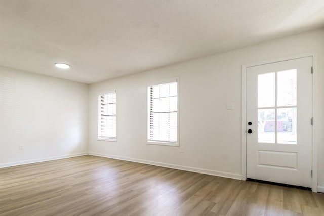 interior space with light hardwood / wood-style flooring