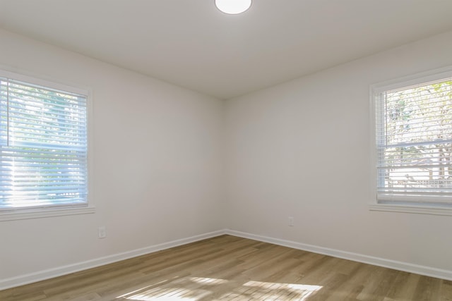 unfurnished room featuring a wealth of natural light and light hardwood / wood-style flooring