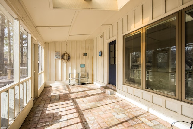 view of unfurnished sunroom