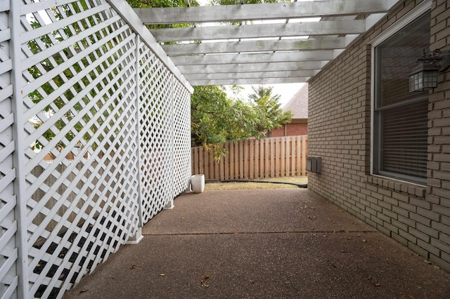 view of patio / terrace featuring a pergola