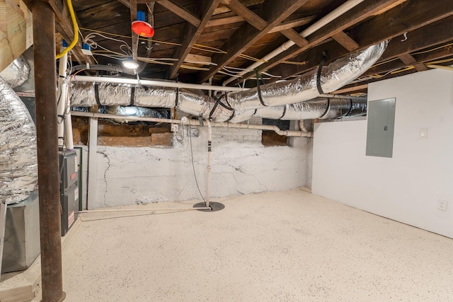 basement featuring electric panel