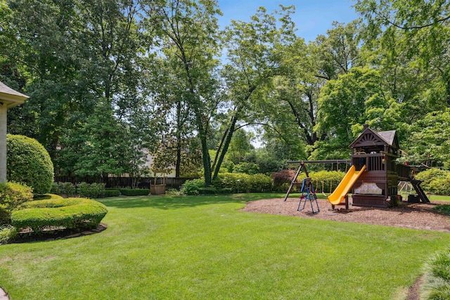 view of yard featuring a playground