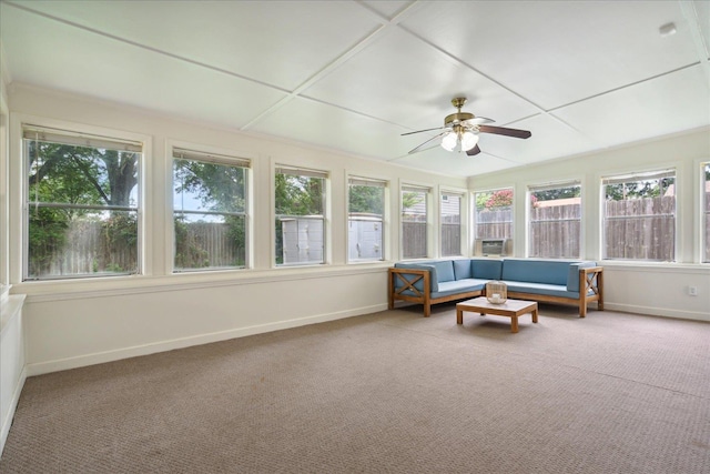 sunroom / solarium with ceiling fan