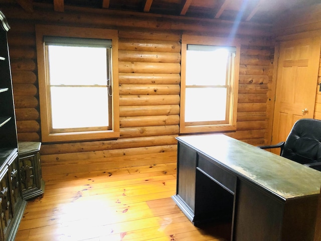 office space featuring light wood-type flooring