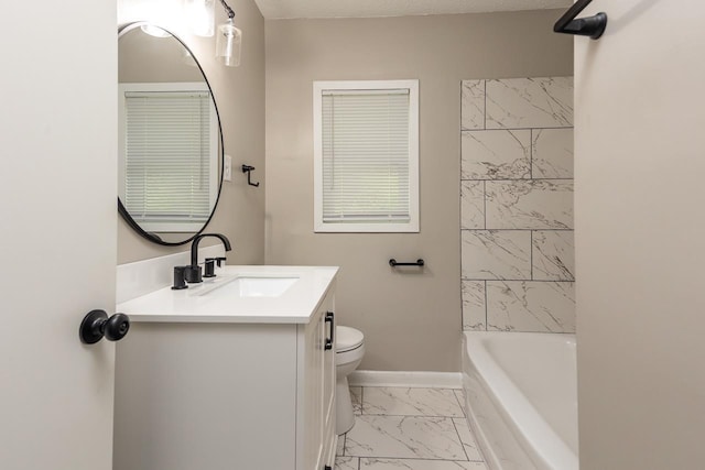 2856 Allen Rd, Memphis, TN 38128 - full bathroom with toilet, marble finish floor, vanity, and baseboards