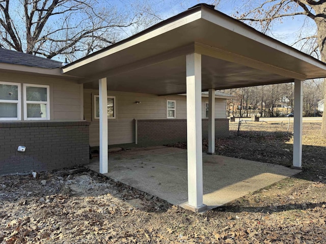 view of patio featuring a carport