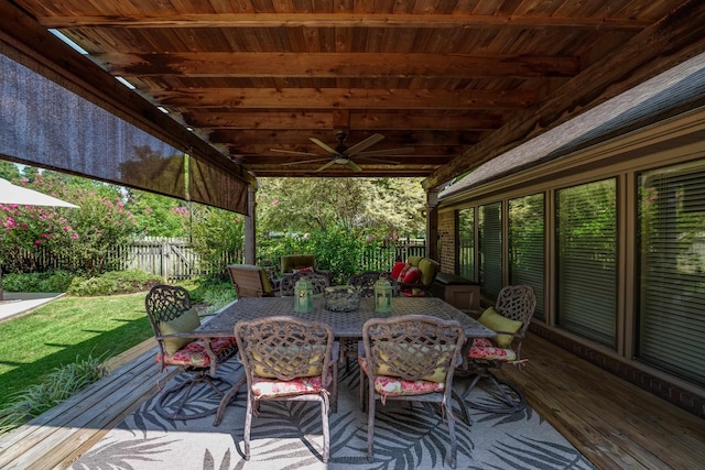 deck featuring ceiling fan