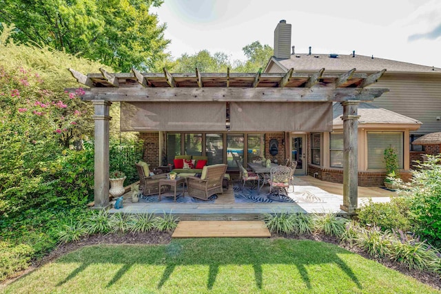 view of patio / terrace with a pergola and a deck