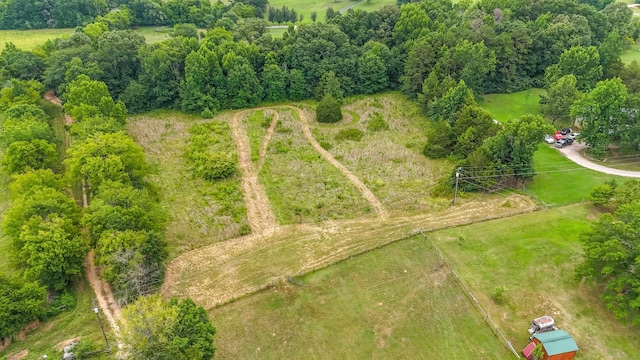 birds eye view of property featuring a rural view