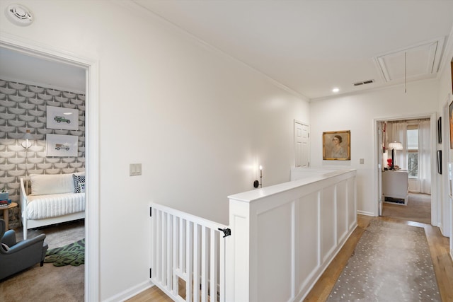 hallway with light wood-type flooring