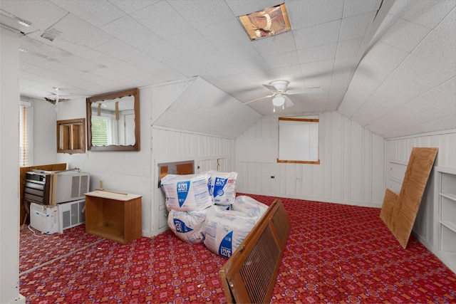 bedroom with lofted ceiling and ceiling fan